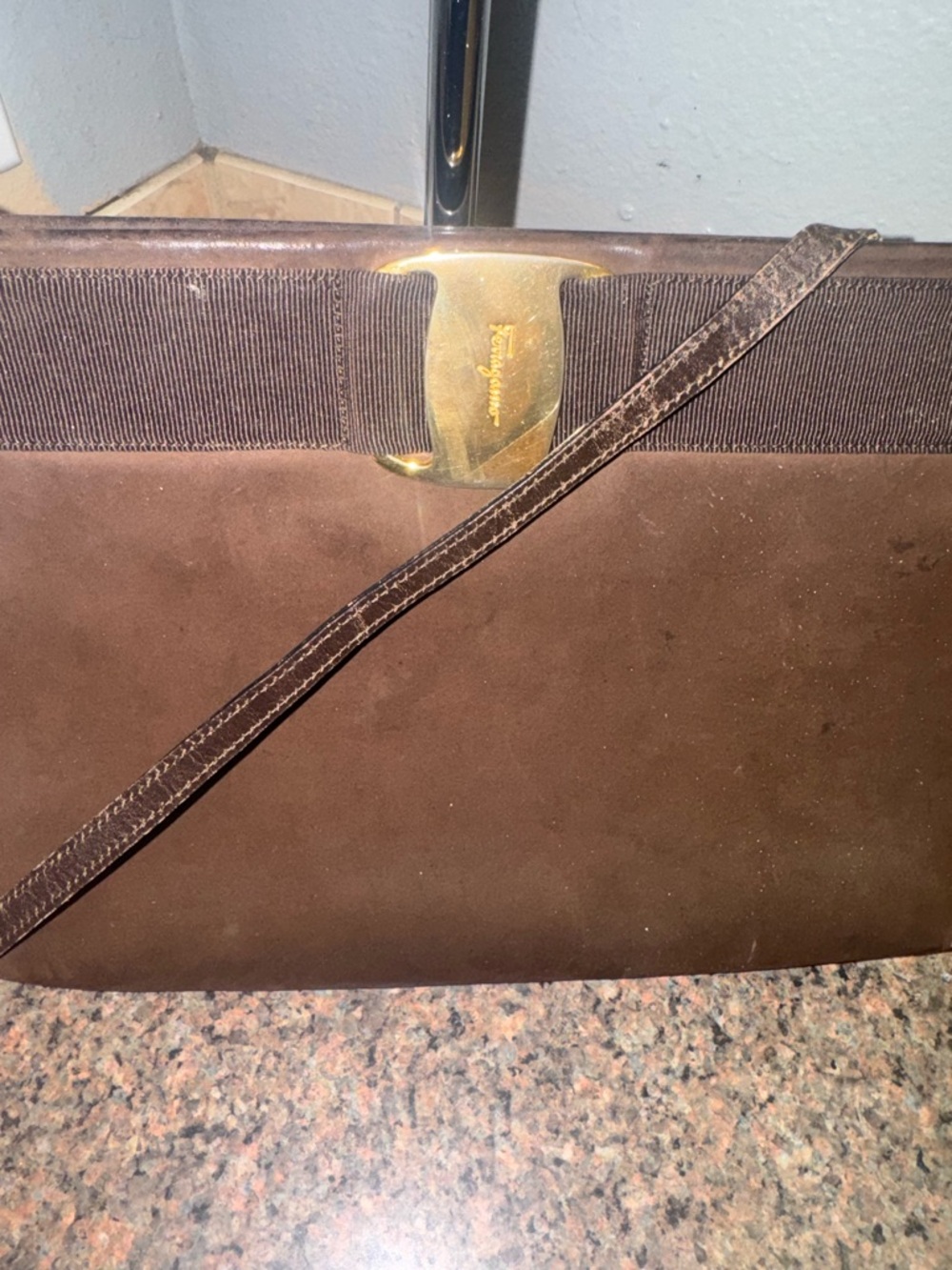 Salvatore Ferragamo vintage Chocolate Brown Suede Crossbody bag EUC - Picture 6 of 6